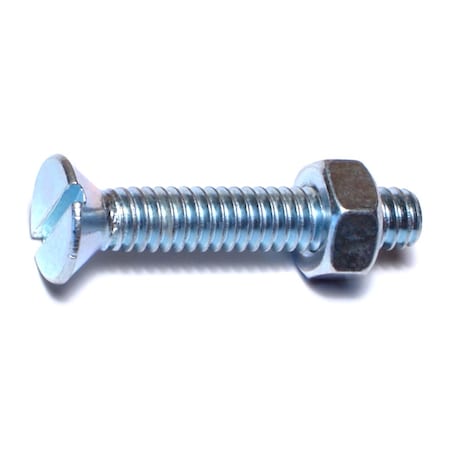 Midwest Fastener 1/4"-20 x 1-1/2 in Slotted Flat Machine Screw, Zinc Plated Steel, 20 PK 60725